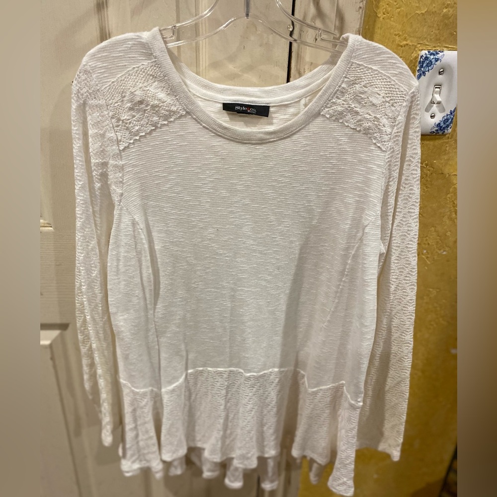 Style & Co Lace Hem Tunic Sweater Size Large